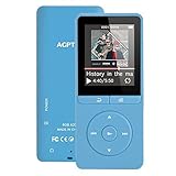 AGPTEK A20 8GB MP3 Player with FM Radio/ Voice Recorder, 80 Hours Playback and Expandable Up to 64GB with Independent Lock & Volume Control, Blue