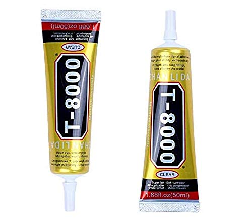 Pacificdeals Pack of 2 T8000 Multipurpose Transparent Clear White Finish Adhesive Waterproof Washable Glue Compatible For School Kids Projects Jewellery Shoes Sole Repair Mobile Touch Screen Repair Plastic Toys epoxy Resin Decorations Art Craft Work leather Bag DIY Fabric Nail Border – (50ml Each)