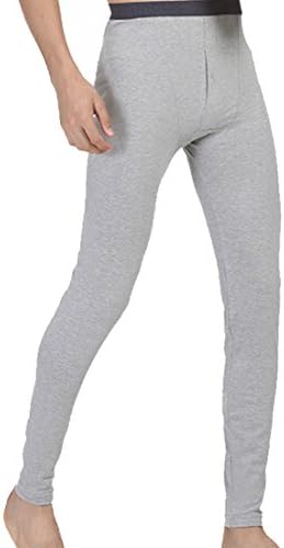 Osave Mens Winter Thermal Pure Cotton Leggings Long Jhon Thermal Underwear Pants (Light gray, L)