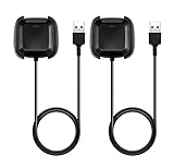 Soulen Replacement for Fitbit Versa Charger, USB 3.3ft/1m Charging Dock for Fitbit Versa Smart Watch (2Pack Black)