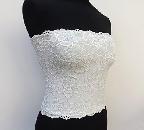 Ivory floral lace bandeu top. Lined bandeau top. off white lace strapless. Ivory lace tube top with lining.