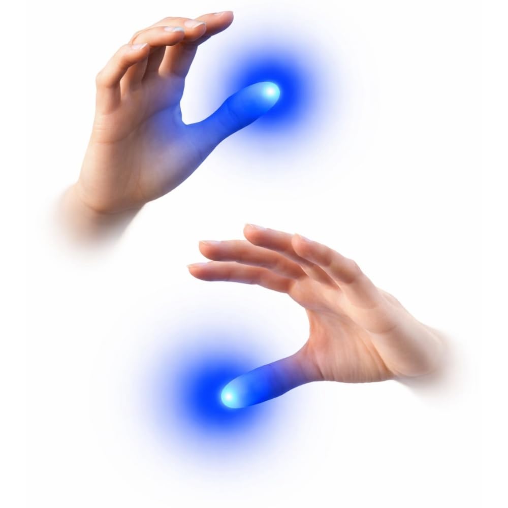 MilesMagic Set of 2 Magic Light Up Thumb Tip | Lights from Everywhere | Easy to Do Flash Lights from Anywhere Close Up Routines Finger Illusion Magic Trick (Blue)