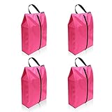 Bagail Set of 4 Lightweight Waterproof Nylon Storage Traveling Tote Shoe Bags Fushcia 18x10.6