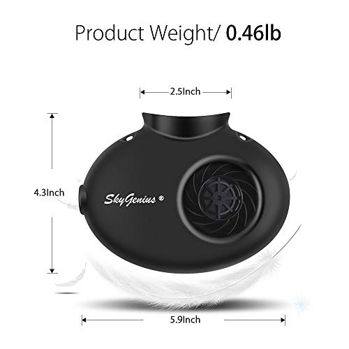 SkyGenius Battery Operated Necklace Fan, Mini Portable USB Rechargeable Fan for Personal Cooling, Kids, Gift, Camping, Outdoor Event, Travel, Concerts, Church, Hot Flash (New Version, Black) - Thumbnail 3