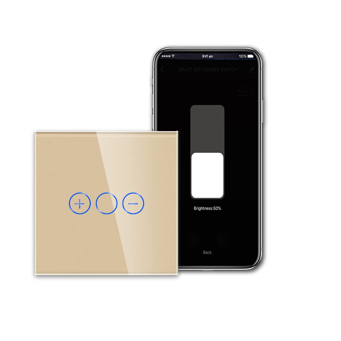 CNBINGO Smart Dimmer Switch for Dimmable LED Light, Voice Control by Alexa, Remote Control by Smart Life App, WiFi Touch Light Switch with Glass Wall Plate, Backlight, Neutral Wire Required