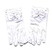 Lusiyu Girl Short Solid Child Size Wrist Length Formal Glove with Pearl Bow Embroidered flowers (White)