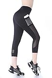 EAST HONG Womens Mesh Capri Workout Yoga Pants Running Tights Active Leggings
