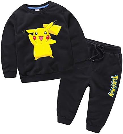 Criol Kids Boys Pokemon Pikachu Printing T-shirts Pullover Hoody Pant Set (XXL(140#), Purplish blue)