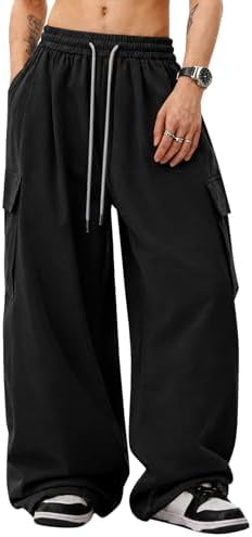 Silent Vortex Mens Baggy Camo Cargo Pants Wide Leg Parachute