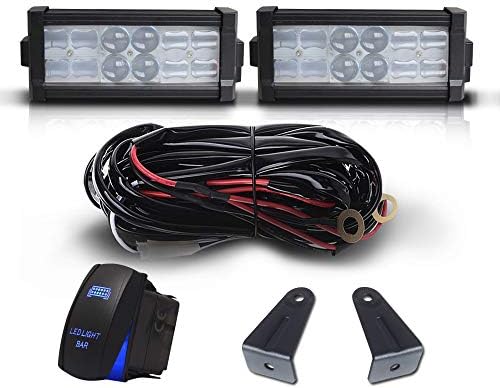 DOT 7" Inch 36W Led Light Bar Combo Bumper Reverse Front Grille Guard Light + 1x Rocker Switch + 1x Wiring Harness for Trailer SUV ATV Truck Jeep Wrangler Dodge Chevy RV Ford F150 F250 Tractor Toyota