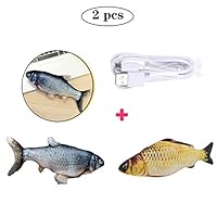 Cheerpet Catnip Toys 2 Pcs Cat Wagging Fish Electric Doll Fish Realistic Plush Toy Cat Pet Interactive Chew Toy Cat Kicker Fish Toy