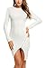 Zeagoo Women's Long Sleeve Zip Front Split Asymmetrical Bodycon Cocktail Party Pencil Dress