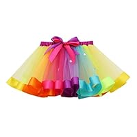 XEDUO Girls Tutu Tulle Party Dance Ballet Skirt Kids Baby Rainbow Costume Skirt (Multicolor, 2-4 Years Old)