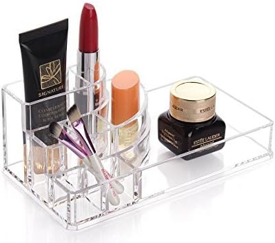 Kamay's Small Transparent Multifunction Detachable Combination Double-Deck Acrylic Make Up Organiser Cosmetic Box 8 Sections Lipstick Makeup Brush Tray Plus 1 Drawer(SF-1061) - Image 3