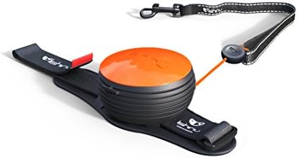 LISHINU Light Look Neon Roll Hands Free Jogging Lead Retractable Lead For Small Dogs &amp; Cats Orange