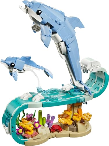 LEGO Creator 3-in-1-Set Meerestiere: Wunderschöne Delfine - Tierfiguren - Set mit 3 Optionen: Delfine, Seepferdchen & Krabbe - Spielzeug für Kinder ab 9 Jahren - Geschenk für Mädchen & Jungen - 31385 10