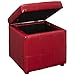 Modway Volt Tufted Faux Leather Square Storage Ottoman Cube In Red