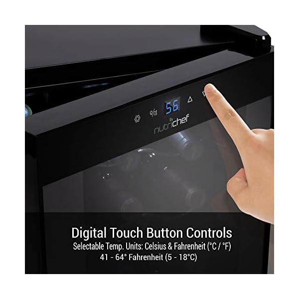 18-Bottle-Wine-Cooler-Refrigerator-White-Red-Wine-Fridge-Chiller-Countertop-Wine-Cooler-Freestanding-Compact-Mini-Wine-Fridge-18-Bottle-w-Digital-Control-Airtight-Glass-Door-NutriChef-PKCWC180