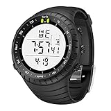 PALADA Men's Sports Digital Wrist Watch Casual Quartz 50M Water Resistant with LED Backlight - Black