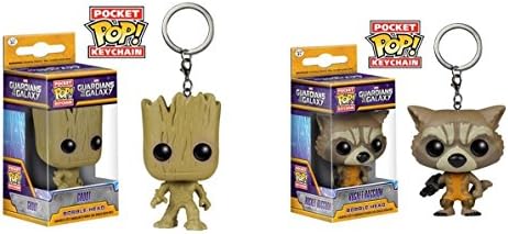 Guardians of the Galaxy: Groot and Rocket Raccoon Funko Pop Bobble HeadKeychain Set