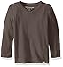 Burt's Bees Baby Boys' Toddler Organic Long Sleeve Reverse Seam High V Tee Shirt, Charcoal, 4T