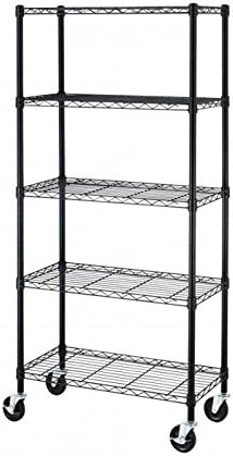 36"x14"x78" 5-Tier Layer Standing Wire Metal Shelf - Adjustable Steel Shelving for Storage Kitchen, Office, Warehouse - Quality Wheels Casters Included