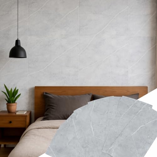 Placas Adesivas Mármore 3D Autocolantes Kit com 30 Unidades Revestimento Decorativo Lavável para Parede, Quarto, Sala e Banheiro 30cm x 60cm (Mármore Cinza Pietra, 30cm x 60cm)