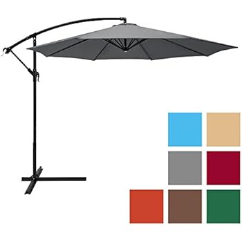 Taupe Sunnyard Cantilever Patio Umbrella Outdoor 10 Ft Offset Hanging Market Umbrella 8 Ribs Umbrellas