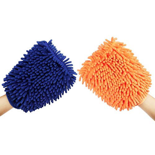 Dropware Large Microfiber Double Sided Dusting Cleaning Glove for Home Office Kitchen Hotel, Free Size, Multicolor – Pack of 2