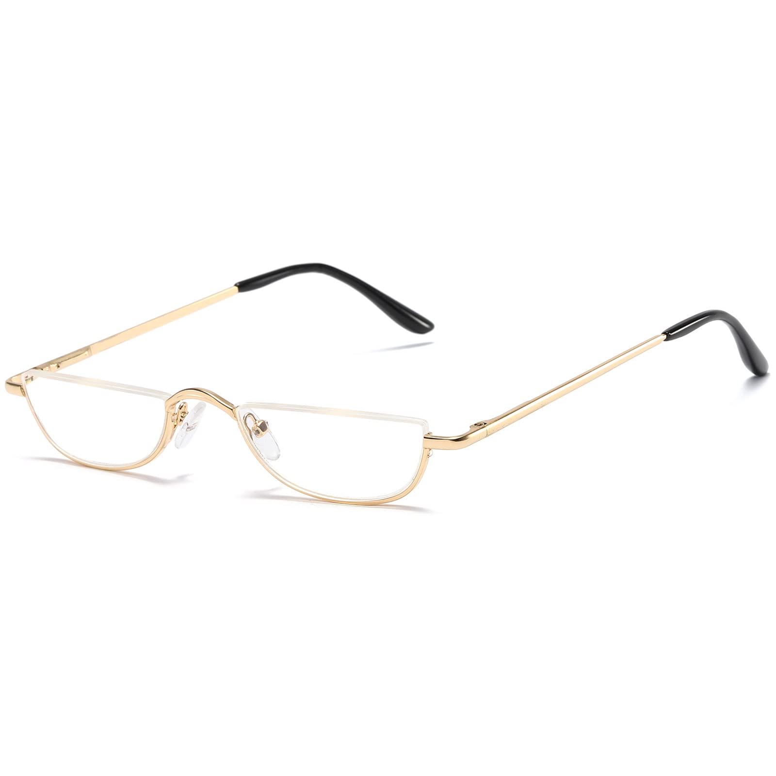 KOOSUFA Half Moon Reading Glasses Metal Spring Hinge Women Men Half Frame Readers Eyeglasses Eyewear Golden 1.0 — image 1