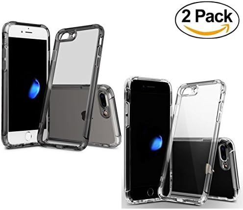 Case for Apple iPhone 7 Plus iPhone 8 Plus Pack of 2 Shock Absorption Soft Clear TPU Bumper Cell Phone Cases for iPhone 7 Plus 8 Plus 5.5'' Only(Clear and Black)