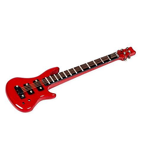 Bass Guitar Miniature Replica Cherry Red 2 x 4 Resin Stone Refrigerator Magnet