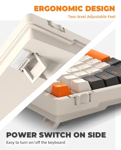 Wireless Mechanical Keyboard, Trip Mode 2.4G and BT5.0 2-in-1 Receiver, Type-c, 100 Keys Hot Swappable Switches, Gaming Keyboard with Number Pad, for PC Gamers or Mac or Windows (Khaki)