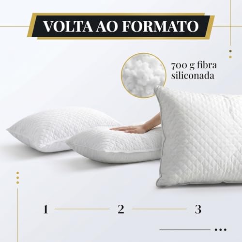 Kit 2 Travesseiros Toque de Pluma 50x70cm Kit Travesseiro Casal Percal 180 Fios Antialérgico Antimofo Antiácaro Lavável Suporte Médio Travesseiro Confortável para Dormir Macio e Leve Conforto Premium