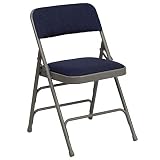 Flash Furniture 4 Pk. HERCULES Series Curved Triple Braced & Double Hinged Navy Fabric Metal Folding Chair