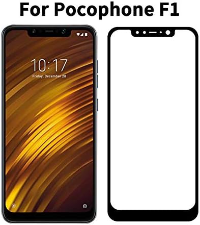 Tingtong Full Glue, Full Coverage Edge-to-Edge 5D Tempered Glass Screen Protector for Xiaomi Pocophone Poco F1 (Black)