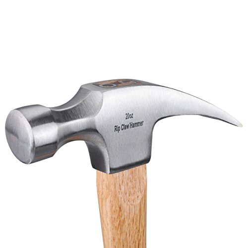 Hampous 20OZ Rip Claw Hammer (All-Purpose) Drop Forge Head, Strong Wooden Handle | Carpentry, Woodworking, DIY Jobs, Nail Puller | Light, Heavy-Duty Construction - Thumbnail 2