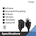 Thonapa 2 Pack of 6 Ft Black Extension Cords - 16/3 Heavy Duty Outdoor Electrical Cable with 3 Prong Grounded Plug for Safety