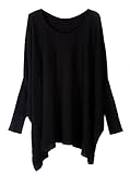 VonFon Women Long Sleeve Batwing O Neck Pure Knitwear Sweater Blouse