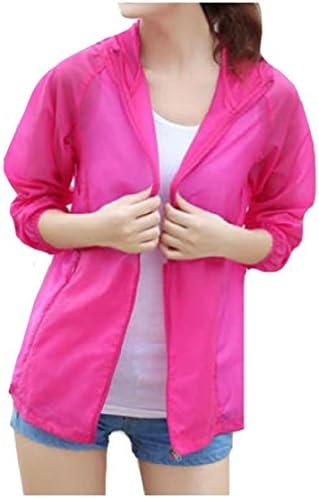 DressUWomen DressU Womens Hood Rash Guards Breathable Plus Size Quick Dry Full-Zip Candy Color Outdoor Shirt Jackets