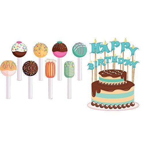 VictoryStore Yard Sign Outdoor Lawn Decorations: Happy Birthday Pathway Markers, Cake And Cake Pops Yard Decorations with Stakes