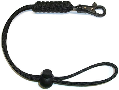 Redvex 550lb Paracord/Survival Lanyard - 12" - Black - Rattlesnake - Sawtooth Style - Choose Your Clip