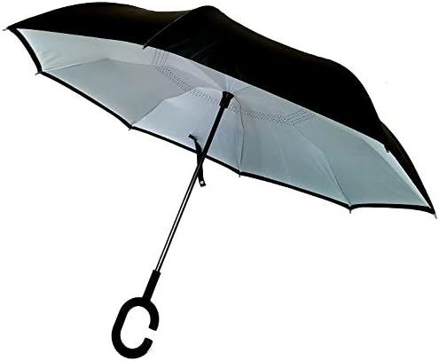 Dual Layer Inverted Umbrella Reverse Folding Umbrella Wind &amp; UV Proof C Handle
