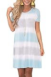 Chvity Women Loose Casual Short Sleeve Tie Dye Dress T-Shirt Dress with Pockets