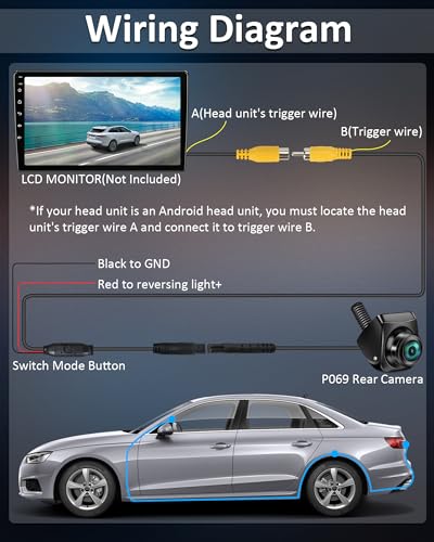 Vtopek universal rear view camera: 8 modes at the touch of a button, quick installation | 360° Rotatable OEM Look for Concealed, 170° Wide Angle, Night Vision, IP69 Waterproof Reversing Camera Retrofit NTSC for Car