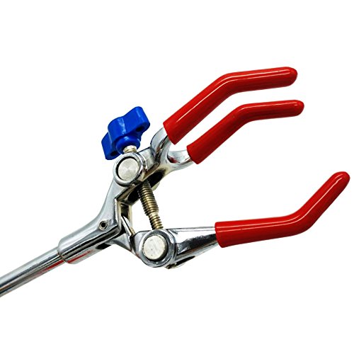 OESS Lab Clamp 3 Prong Finger Style Rubber-Coated Head with A Black Laboratory Stand Clip