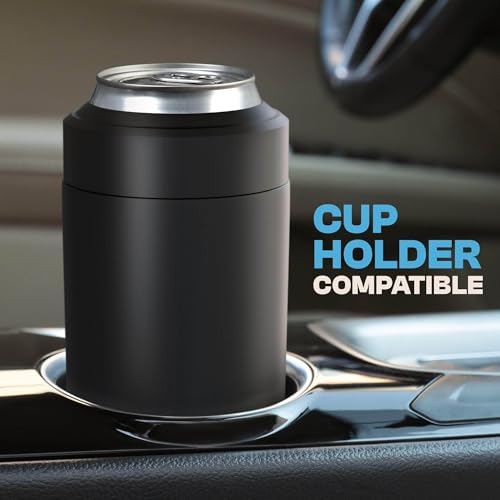 Frost Buddy Universal Can Cooler - Fits Slim Cans, 12 & 16oz (MatteBlack) | 20x colder, cold up to 24 hrs | Sleek, lightweight design | Premium build quality