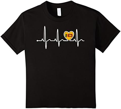 unisex-child Sri Lanka Country Flag Heartbeat Pride Tshirt 6 Black
