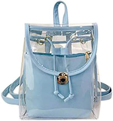Redacel Backpacks for Girl Teen New Fashion Bag Beach Female Jelly Bag Lady Transparent Bag Casual Backpack(Blue)