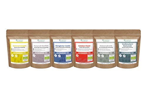 AURESA Schwarztee Mischungen Probierset | sechs Mal schwarzer Tee Mix | in praktischer Probiergröße